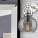Downtown Urban Newton Sphere Armed Sconce Wall Light in Satin Nickel, Plated Smoke