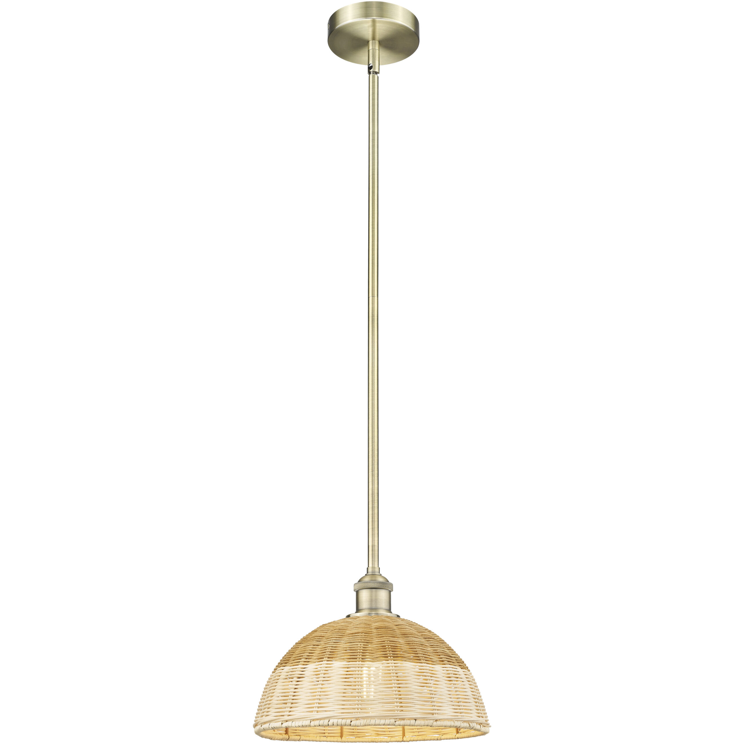 Edison Bristol Natural II 1 Light 11.75 inch Antique Brass Mini Pendant Ceiling Light