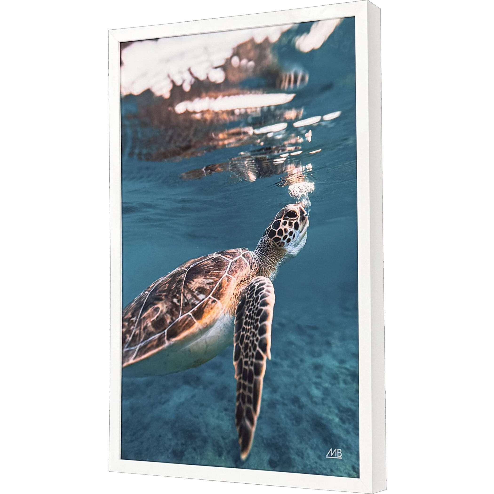 Blowing Bubbles Blue and Brown and Turquoise and Teal Framed Art