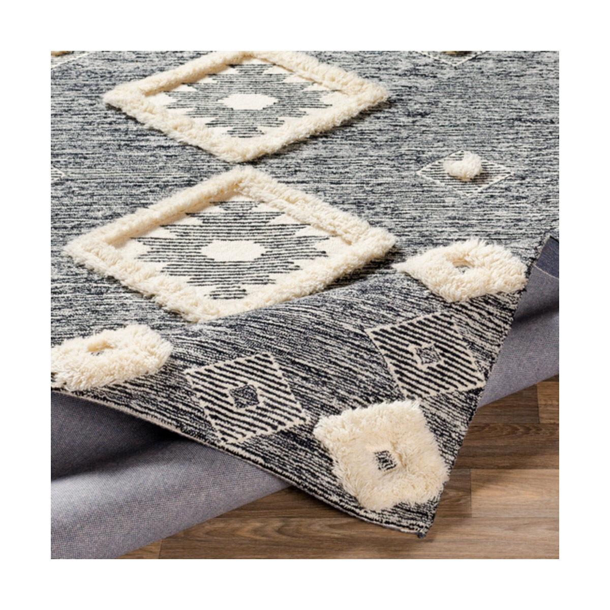 Cherokee 144 X 108 inch Black/Cream Rugs