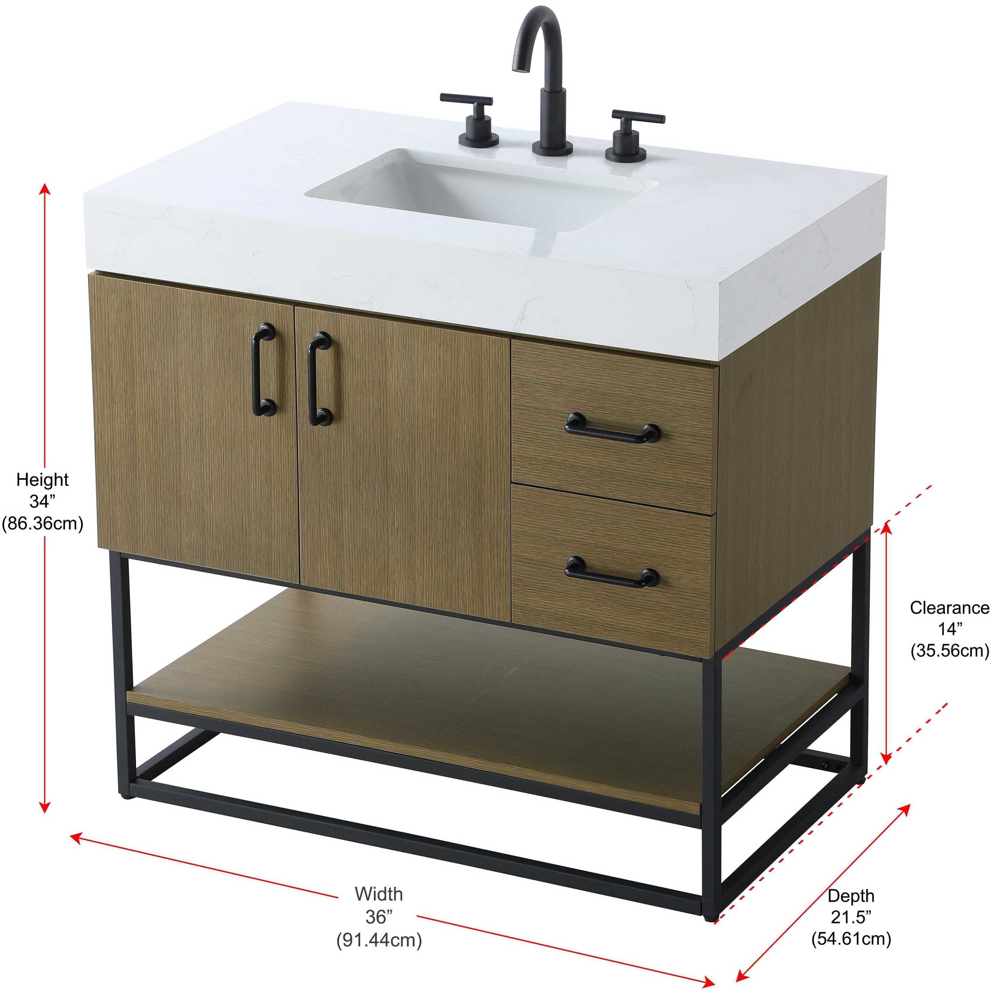 Caroline 36 X 34 inch Chestnut Brown Bathroom Vanity Cabinet