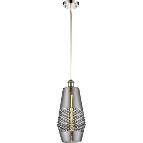 Ballston Windham LED 7 inch Polished Nickel Mini Pendant Ceiling Light in Plated Smoke Glass