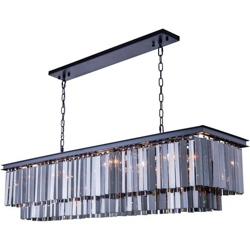 Sydney 12 Light 60 inch Matte Black Pendant Ceiling Light in Silver Shade, Urban Classic