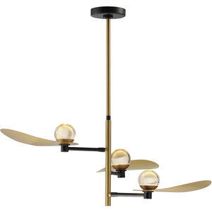 Pearl LED 39.25 inch Black and Natural Aged Brass Suspension Pendant Ceiling Light