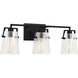 Drew & Jonathan Crofton 3 Light 24 inch Midnight Black Vanity Light Wall Light