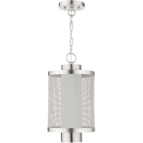 Nottingham 1 Light 9 inch Brushed Nickel Outdoor Pendant Lantern