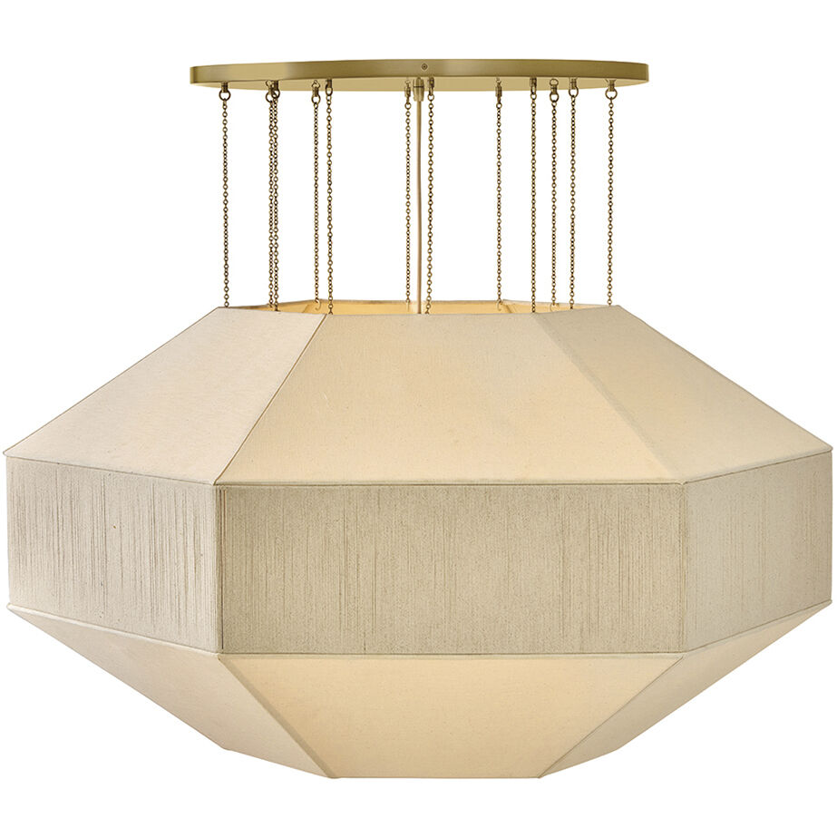 Lisa McDennon Lyla 10 Light 50.5 inch Lacquered Brass Chandelier Ceiling Light, Drum