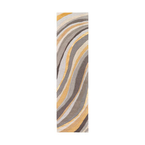 Olean 96 X 24 inch Medium Gray/Charcoal/Bright Yellow/Taupe/Ivory Rugs, Runner