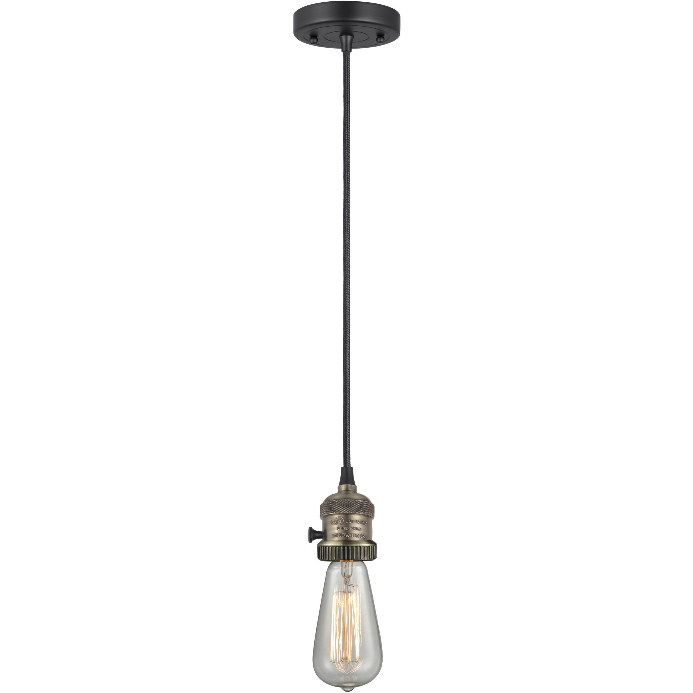 Franklin Restoration Cone 1 Light 6 inch Black Antique Brass Mini Pendant Ceiling Light in Incandescent, Plated Smoke