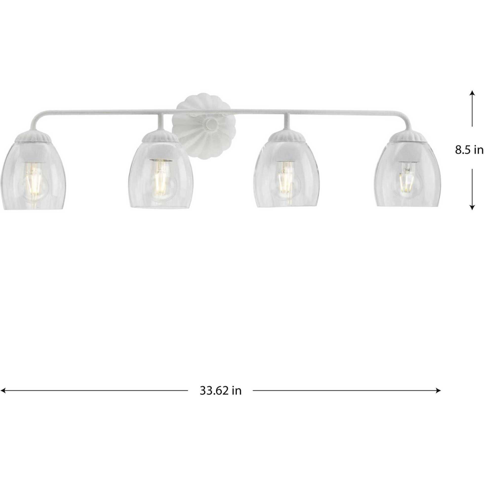 Quillan 4 Light 33.62 inch White Plaster Bathroom Vanity Light Wall Light