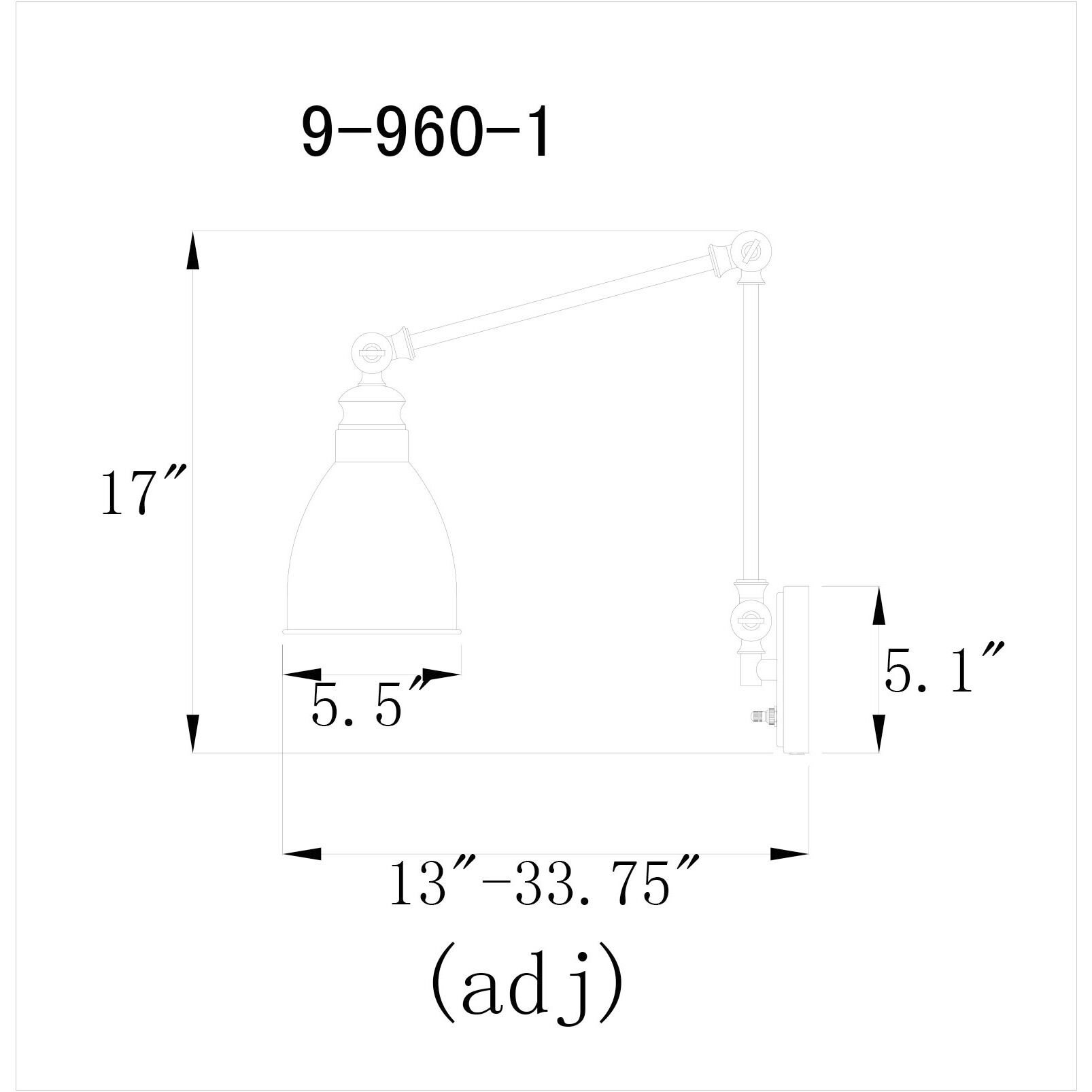 Dakota 33.75 inch 60.00 watt Matte Black Adjustable Wall Sconce Wall Light, Essentials