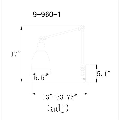 Riverside 33.75 inch 60 watt English Bronze Adjustable Wall Sconce Wall Light, Essentials