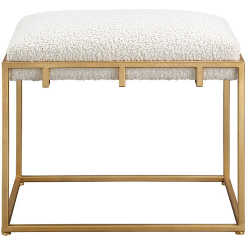 Paradox Gold Leafed Iron Frame with White Faux Shearling Bench