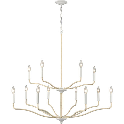 Breezeway 12 Light 40 inch White Coral with Natural Chandelier Ceiling Light