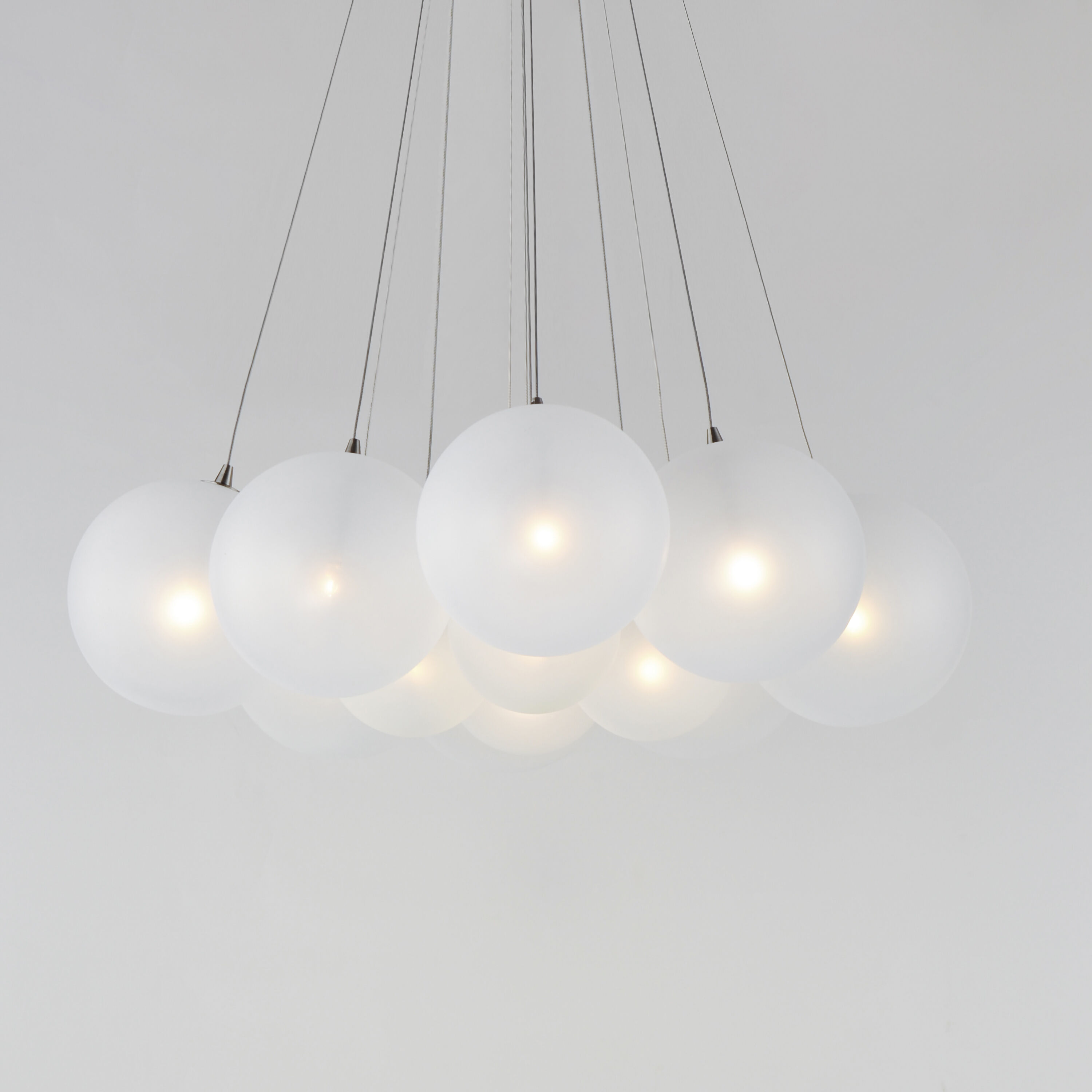 Burst LED 27 inch Satin Nickel Multi-Light Pendant Ceiling Light in Translucent Frost
