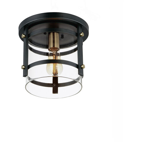 Capitol 1 Light 10 inch Black/Antique Brass Flush Mount Ceiling Light