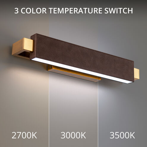 Kinsman LED 19 inch Bomber Brown Aged Brass Bath Vanity & Wall Light in 19in., Bomber Brown/Aged Brass