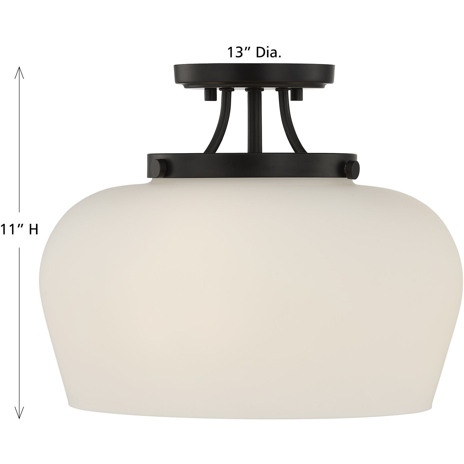 Octave 3 Light 13 inch Matte Black Semi-Flush Ceiling Light, Essentials