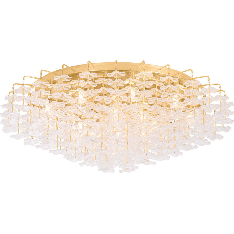 Alsace 17 Light 36 inch Vintage Gold Leaf Semi Flush Ceiling Light