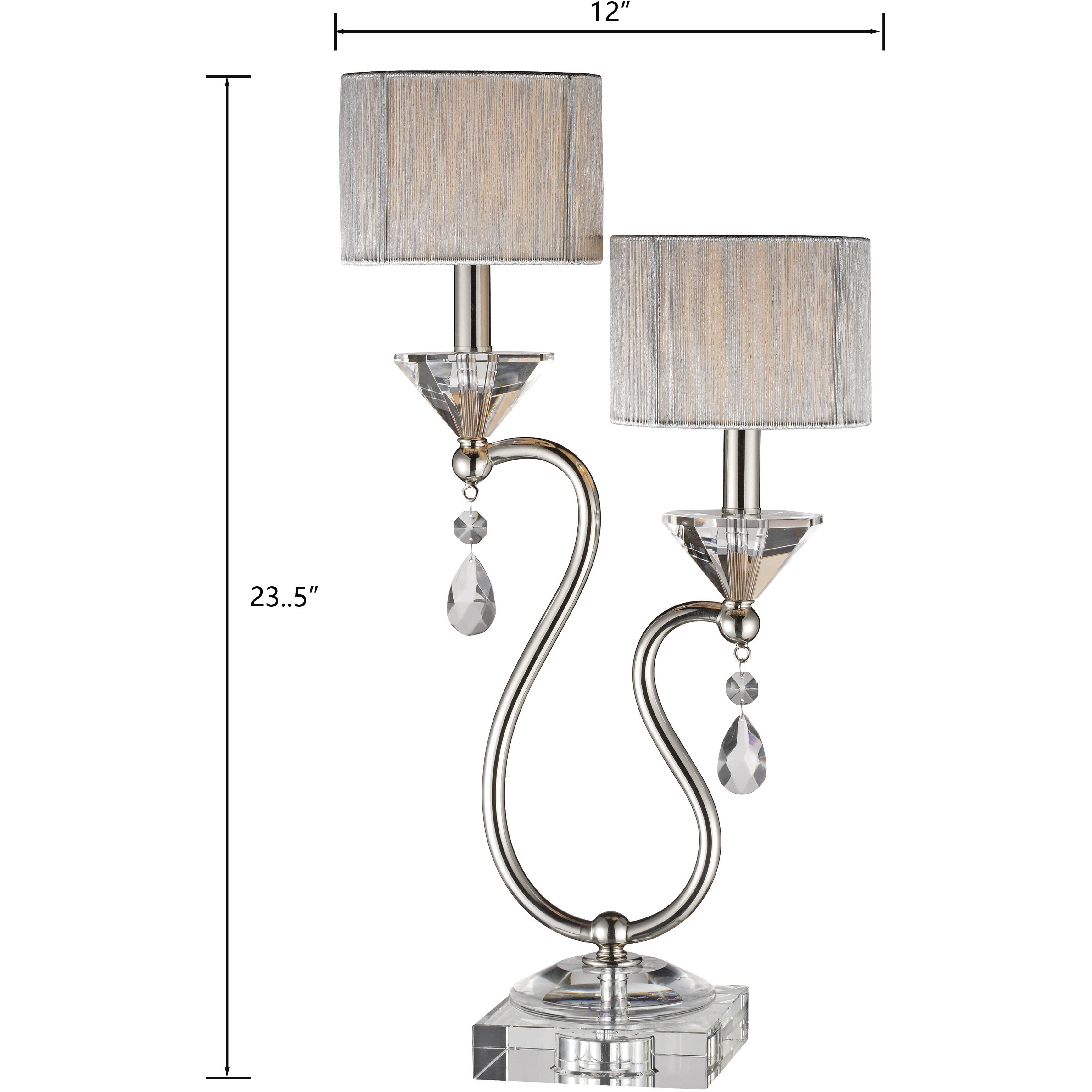 Krystal 23.5 inch 60 watt Polished Nickel with Clear Table Lamp Portable Light