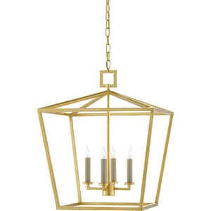 Denison 4 Light 18 inch Contemporary Gold Leaf Lantern Pendant Ceiling Light, Medium