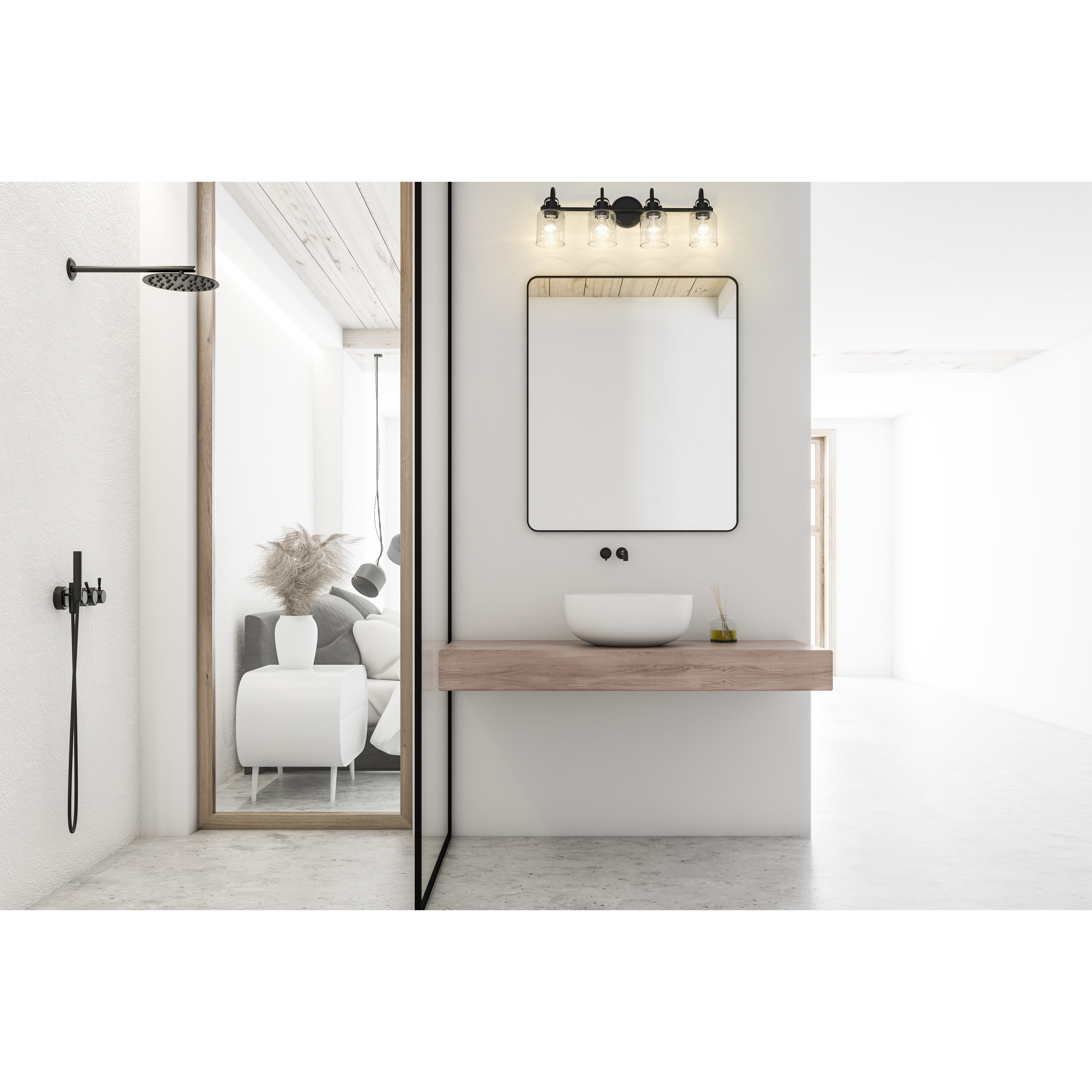 Kinsley 4 Light 28 inch Matte Black Vanity Wall Light