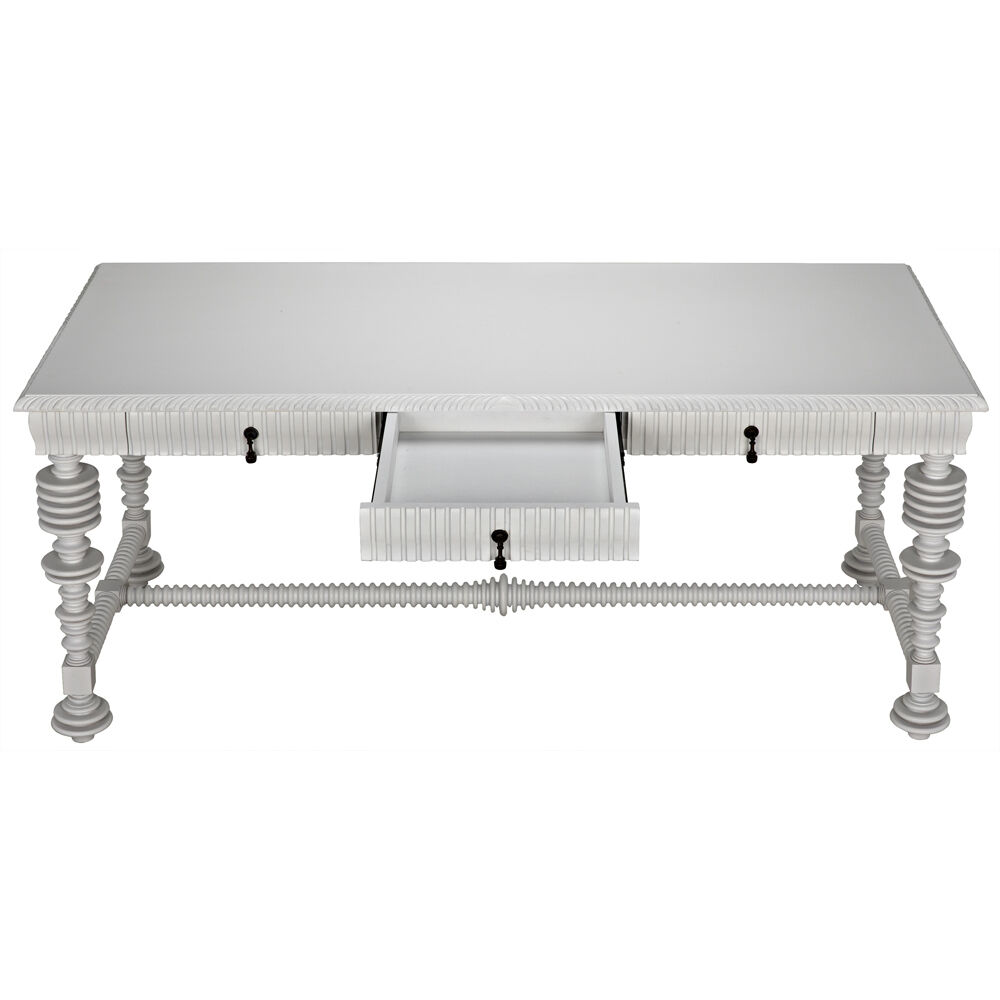 Portuguese 72 X 32 inch Solid White Desk