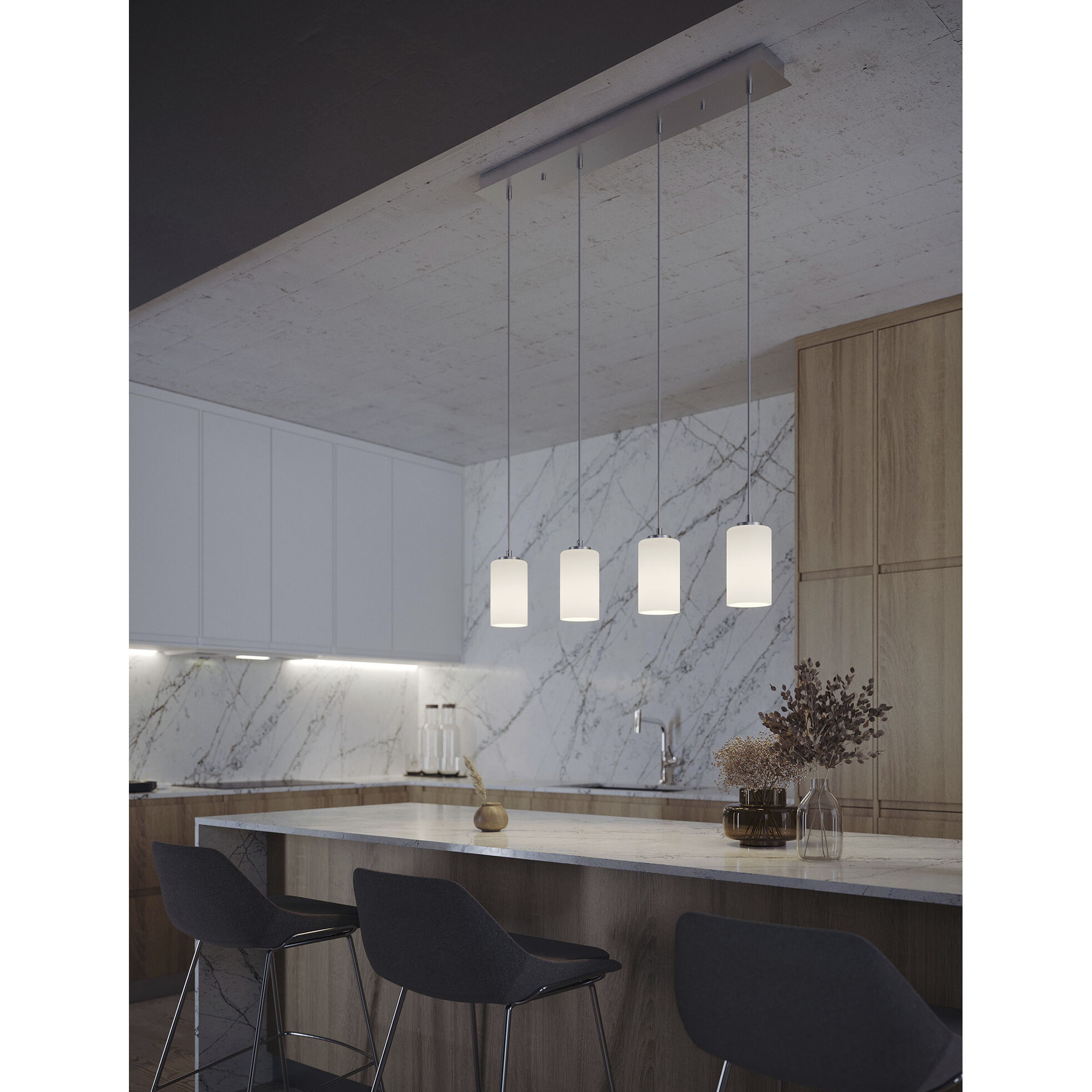 Leo Linear Pendant Ceiling Light in Satin Nickel