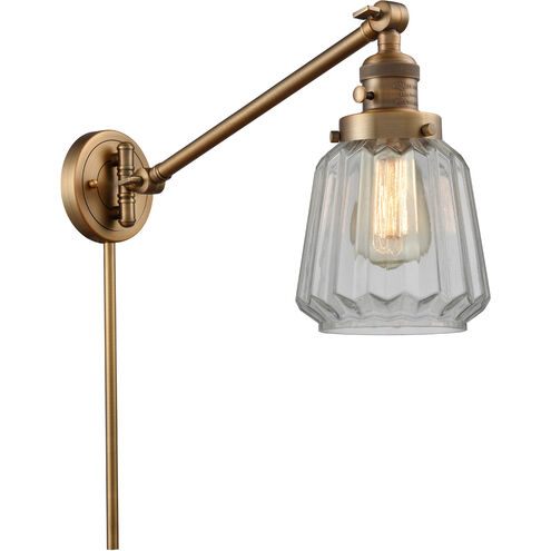 Chatham 35 inch 3.50 watt Brushed Brass Swing Arm Wall Light, Franklin Restoration