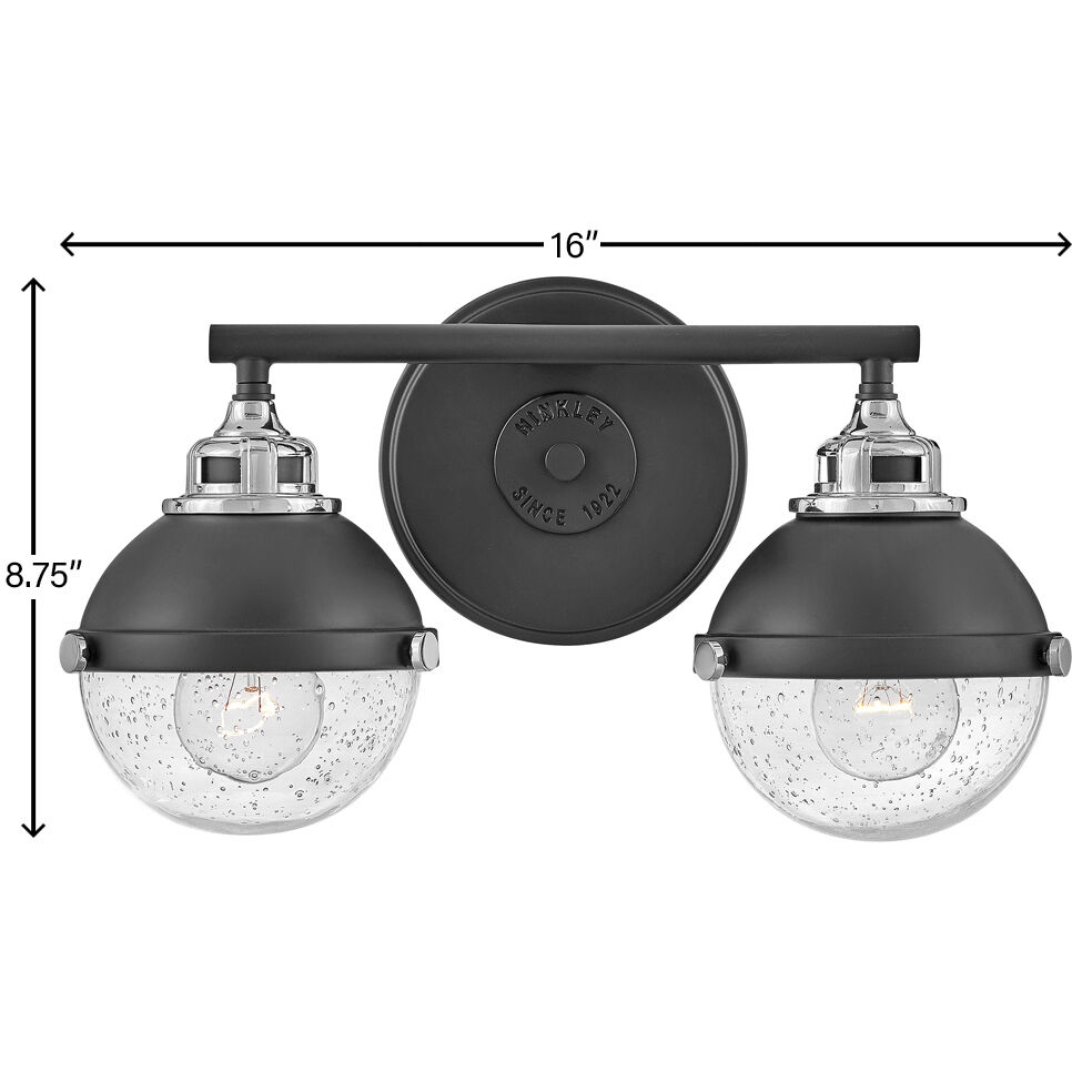 Fletcher 2 Light 16 inch Black with Chrome Vanity Light Wall Light in Black/Chrome