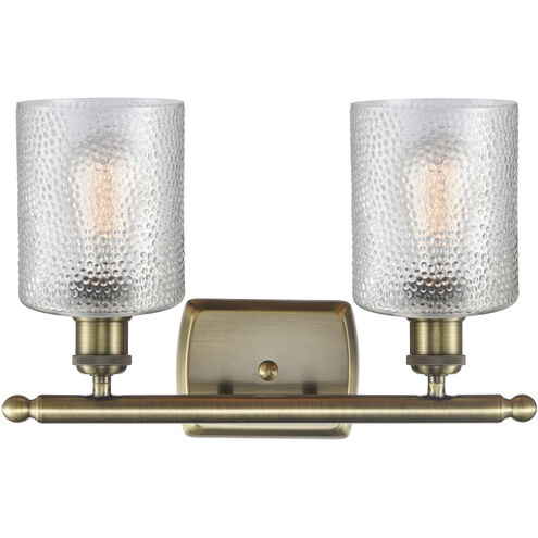 Ballston Cobbleskill 2 Light 16 inch Antique Brass Bath Vanity Light Wall Light in Incandescent, Clear Glass, Ballston