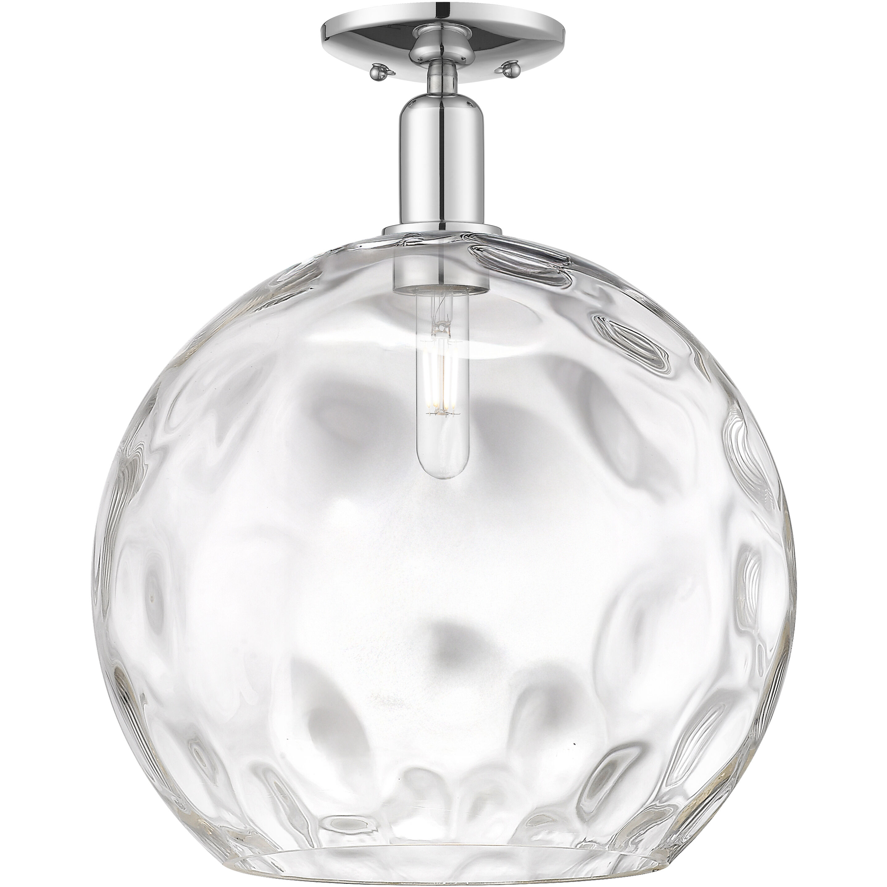 Arcadia Athens Water Glass 1 Light 14 inch Polished Chrome Semi-Flush Mount Ceiling Light