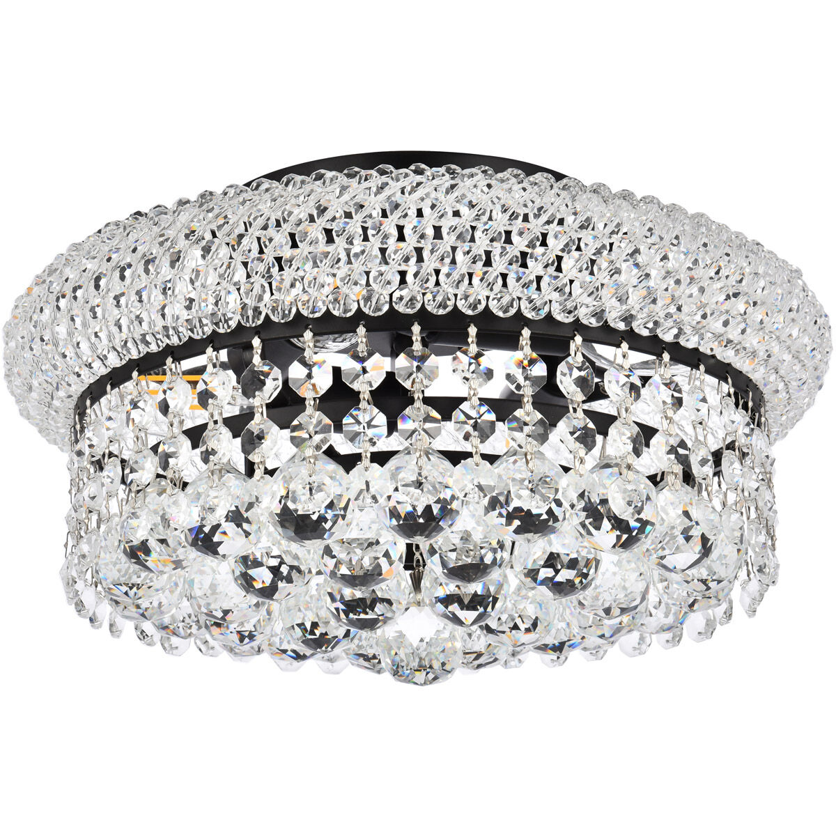 Primo 4 Light 12 inch Black and Clear Flush Mount Ceiling Light