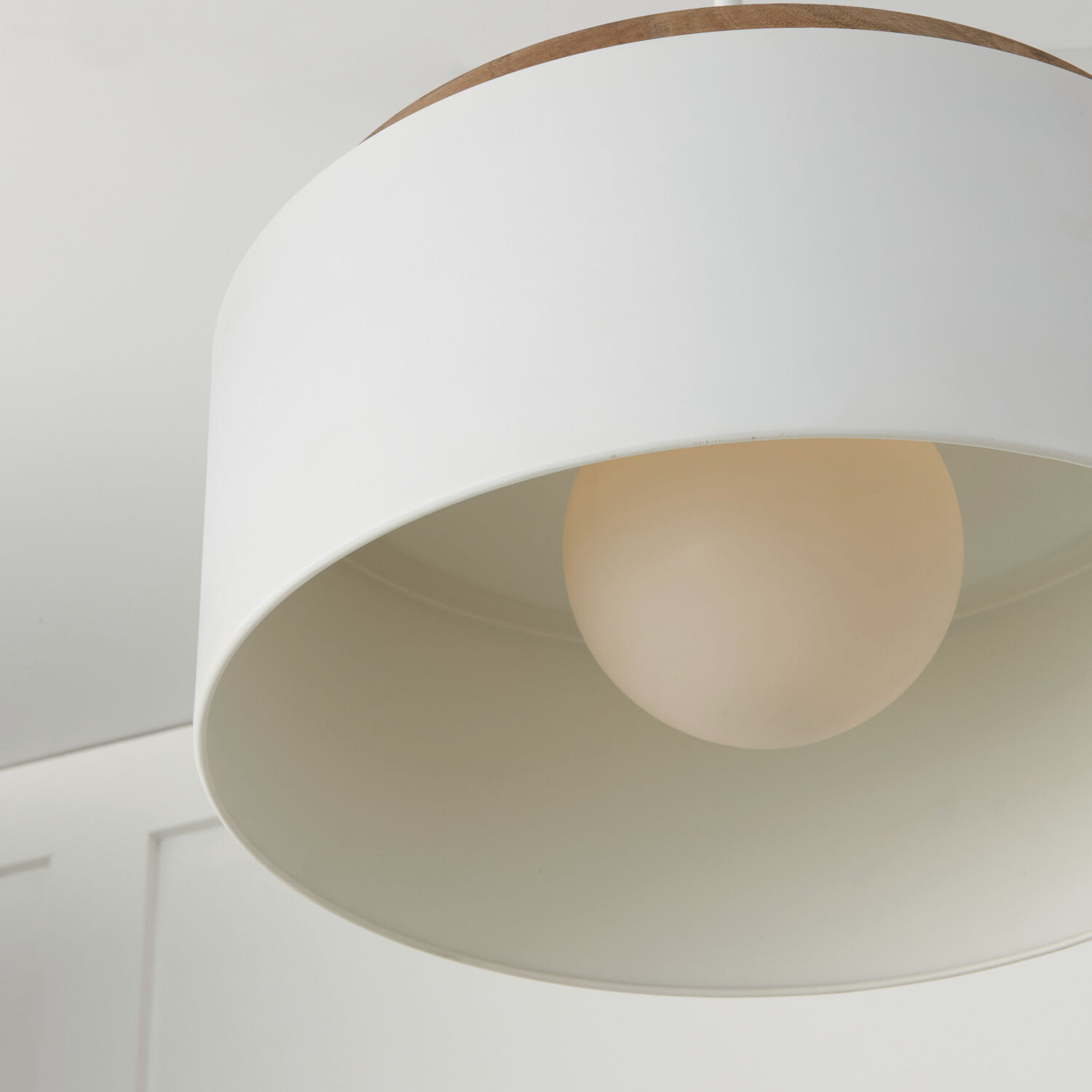 Liam 1 Light 18 inch Light Wood and White Pendant Ceiling Light