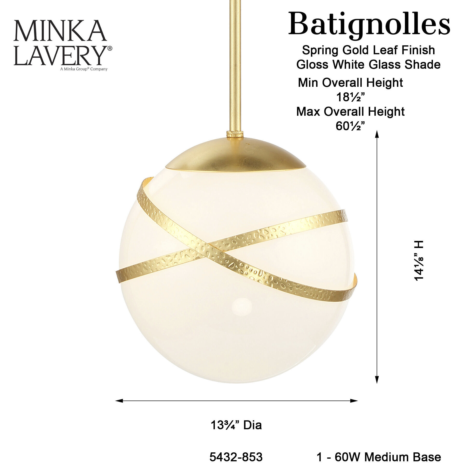 Batignolles 1 Light 13.75 inch Spring Gold Leaf Mini Pendant Ceiling Light