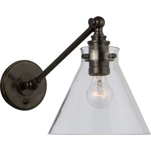 Chapman & Myers Parkington LED 8.5 inch Bronze Single Library Wall Light in Clear Glass