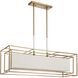 Abbey 5 Light 42.25 inch Brass and Cream Linear Chandelier Ceiling Light