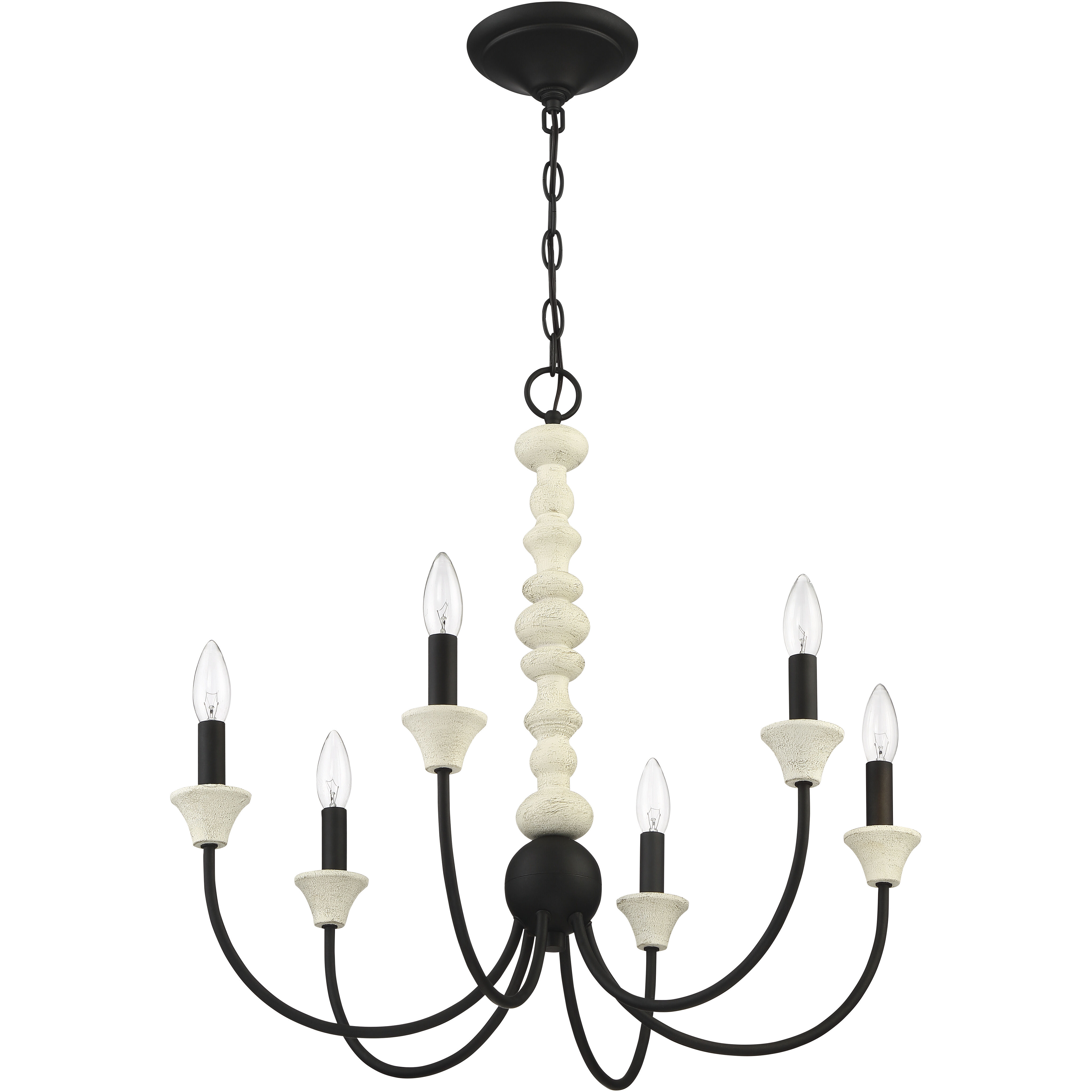 Meadow Place 6 Light 24 inch Cottage White/Espresso Chandelier Ceiling Light