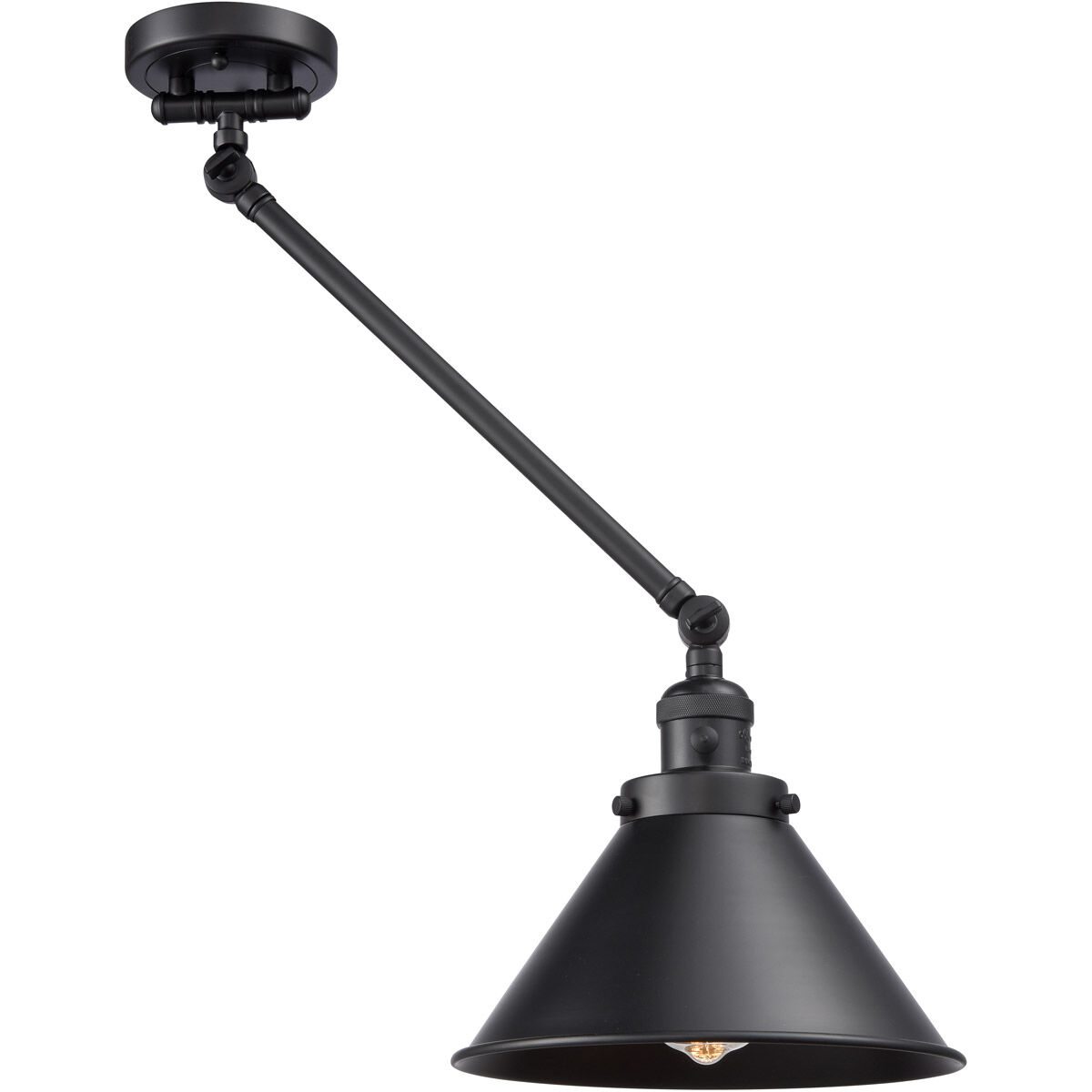Briarcliff 21 inch 100 watt Matte Black Swing Arm Wall Light, Franklin Restoration