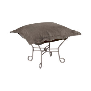 Puff 18 inch Titanium Frame with Bella Pewter Scroll Ottoman with Cover