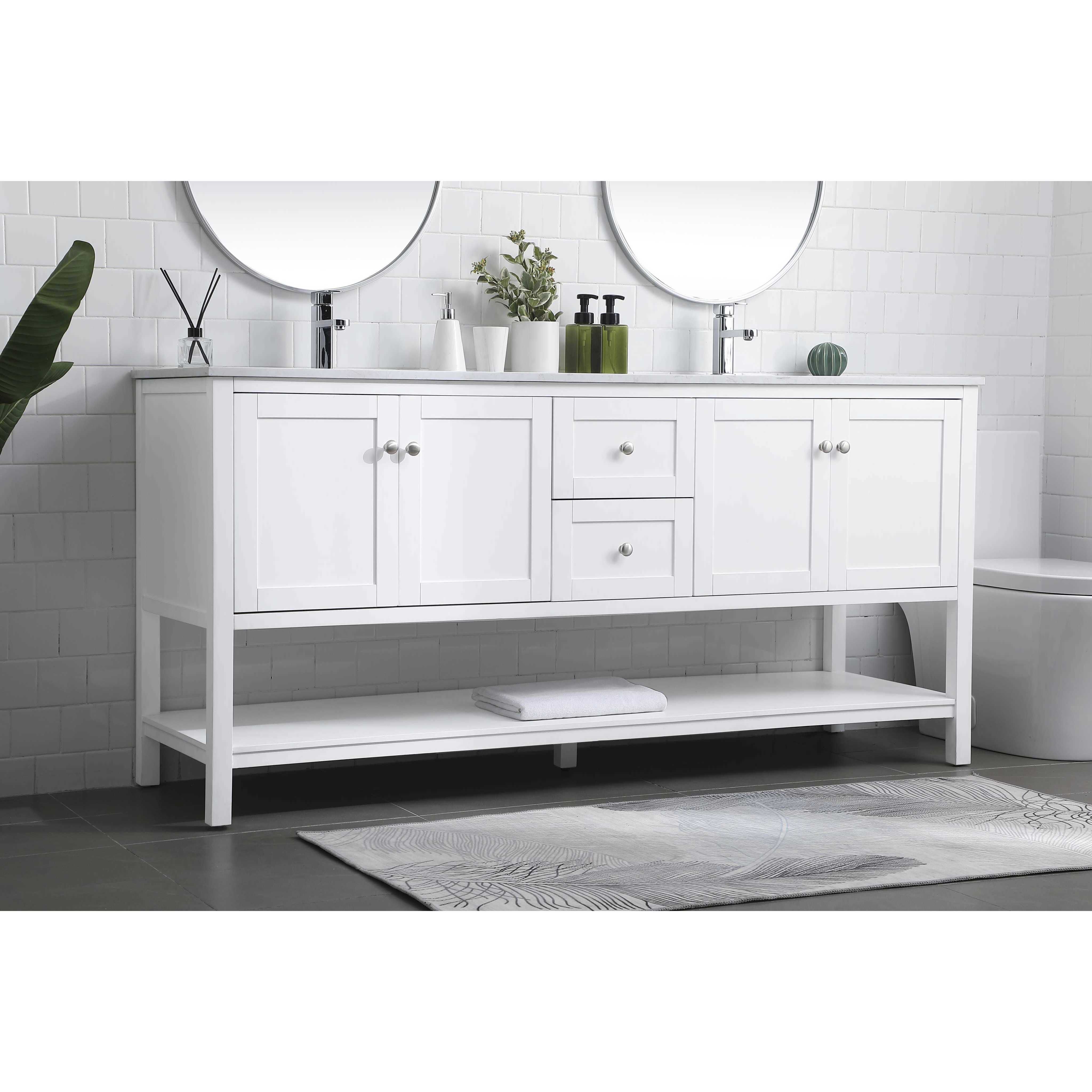 Heath 72 X 21.5 X 35 inch White Vanity Sink Set