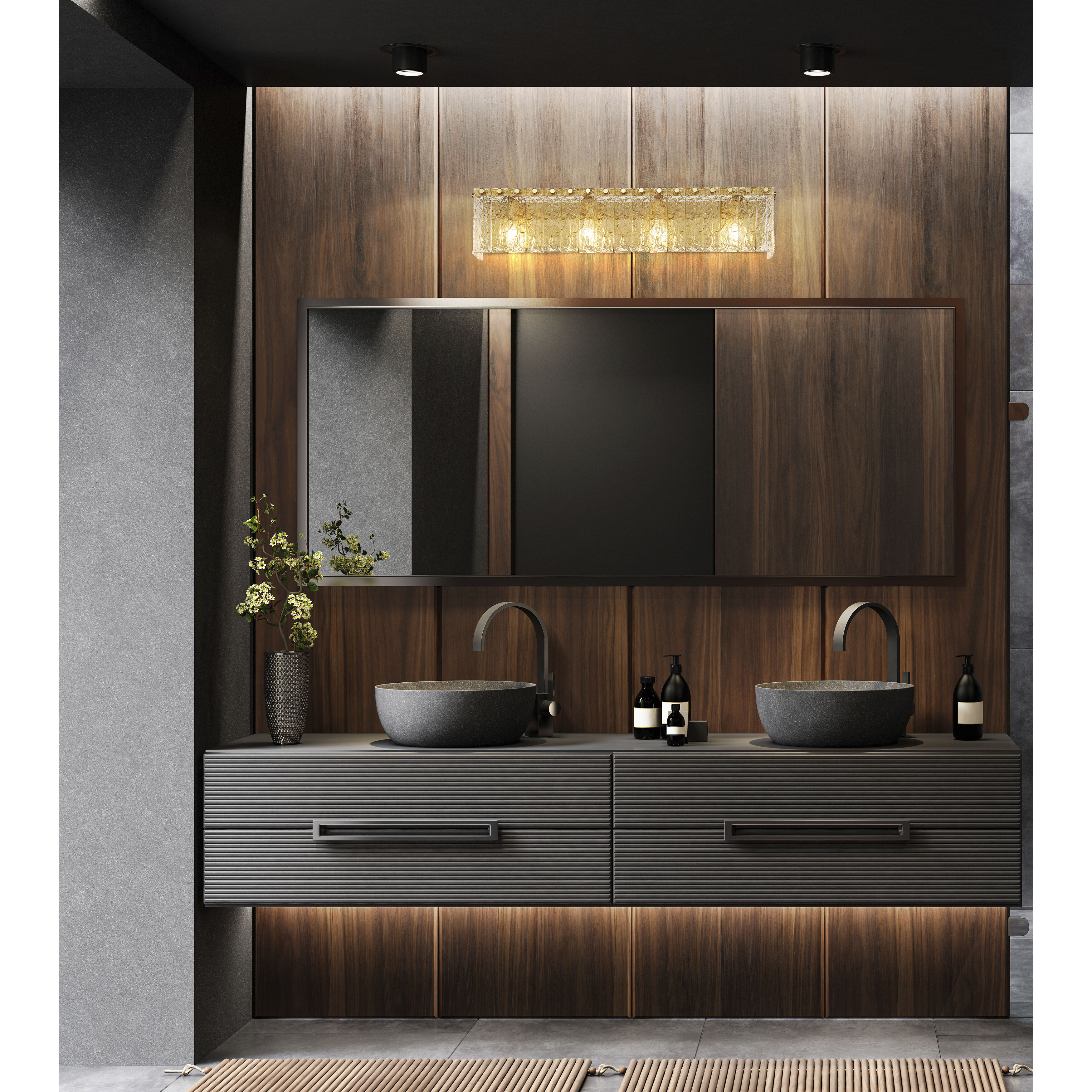 Glacier 4 Light 31.25 inch Modern Gold Vanity Wall Light