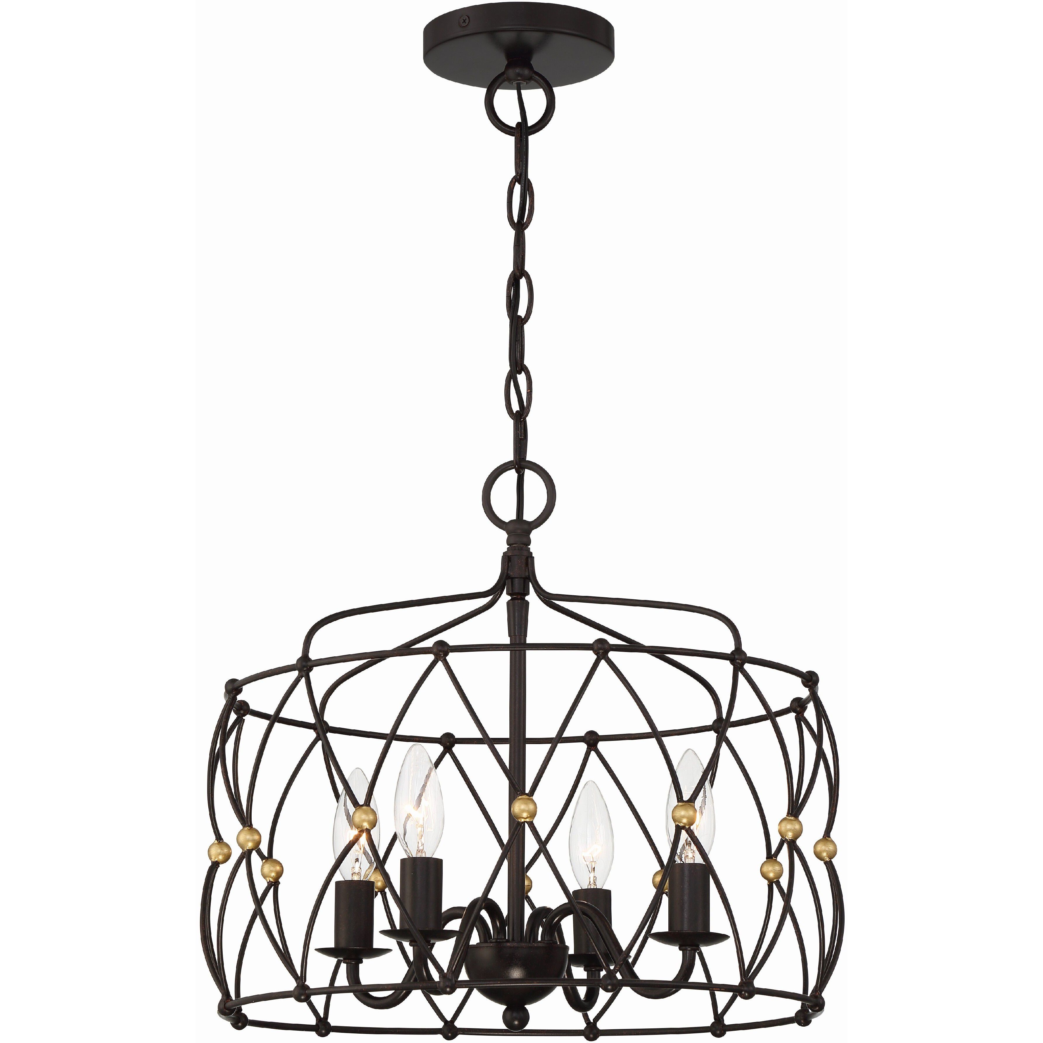 Zucca 4 Light 16.5 inch English Bronze and Antique Gold Lantern Chandelier Ceiling Light