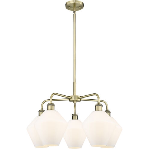Cindyrella 5 Light 26 inch Antique Brass Chandelier Ceiling Light in Cased Matte White