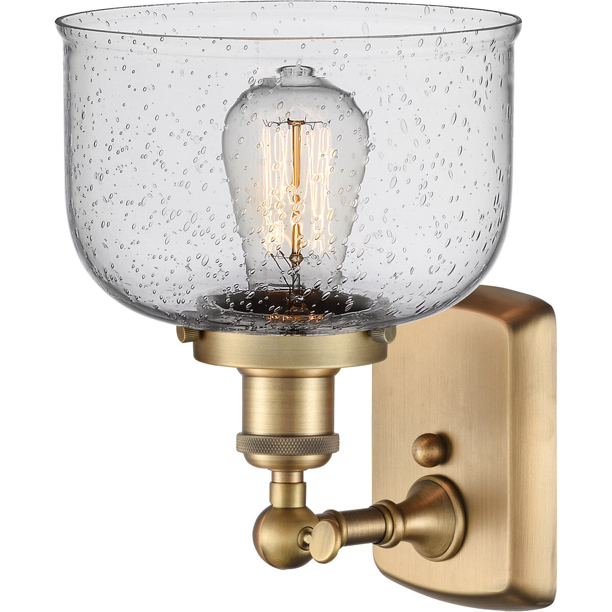 Ballston Large Bell LED 12 inch Brushed Brass Sconce Wall Light in Seedy Glass