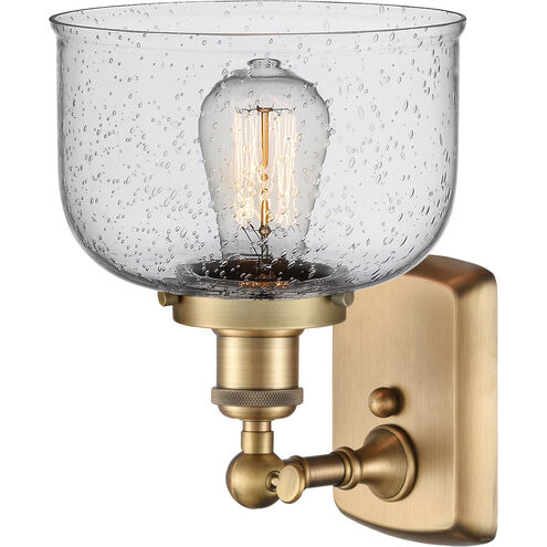 Ballston Large Bell LED 8 inch Brushed Brass Sconce Wall Light in Seedy Glass