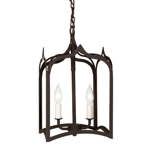 Gothic 2 Light 9 inch Matte Black Foyer Lantern Ceiling Light