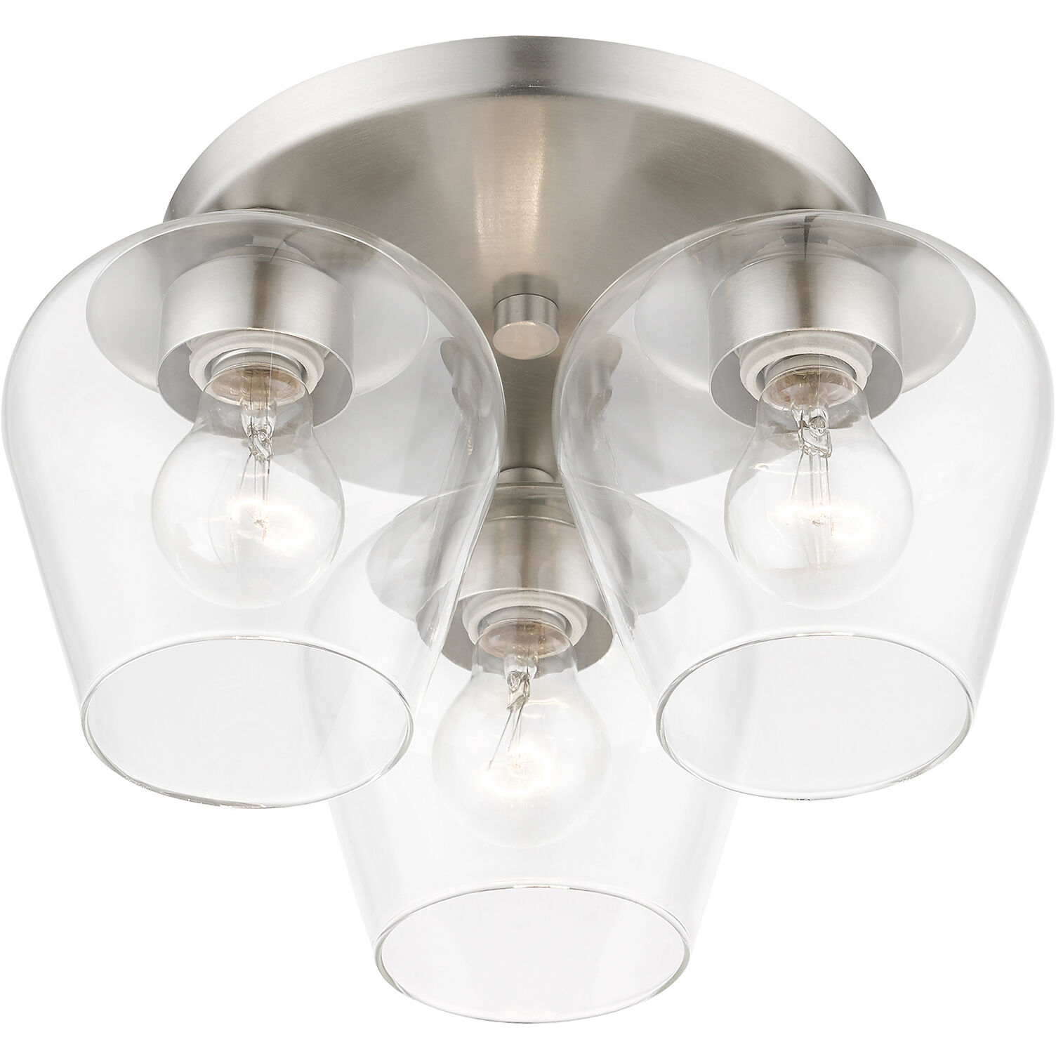 Willow 3 Light 13 inch Brushed Nickel Flush Mount Ceiling Light