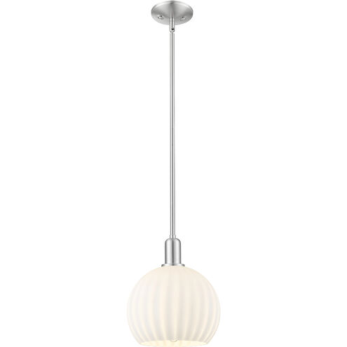 Arcadia White Venetian 1 Light 10 inch Brushed Satin Nickel Mini Pendant Ceiling Light