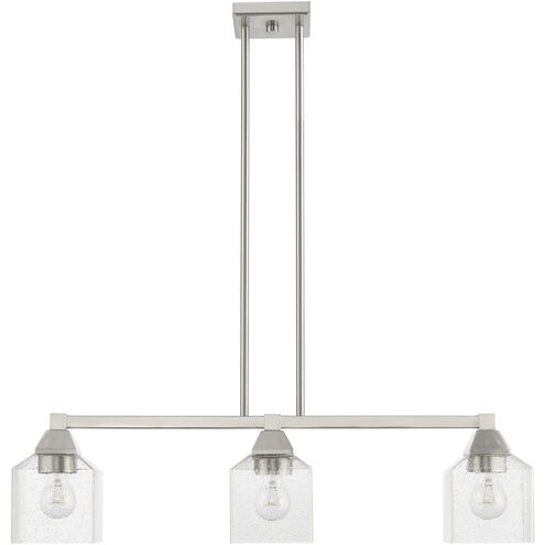 Aragon 3 Light 30 inch Brushed Nickel Linear Chandelier Ceiling Light